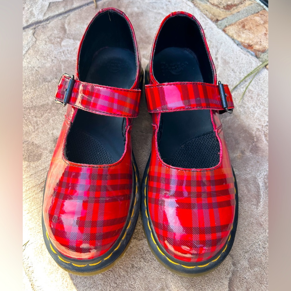 Dr. Marten Red Tartan Plaid Mary Janes sz 8. Hard to find!!!